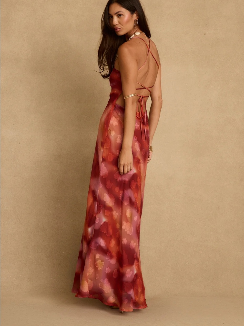 12th Tribe Maris Plum Floral Maxi Dress Size Small - Picture 4 of 7